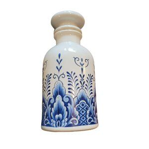 Blue and White Lidded Jar Floral Ceramic Cork Stopper DH683